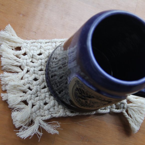 Mug Rug / Coaster  Macrame Knots Hand Crafted - Picture 4 of 12